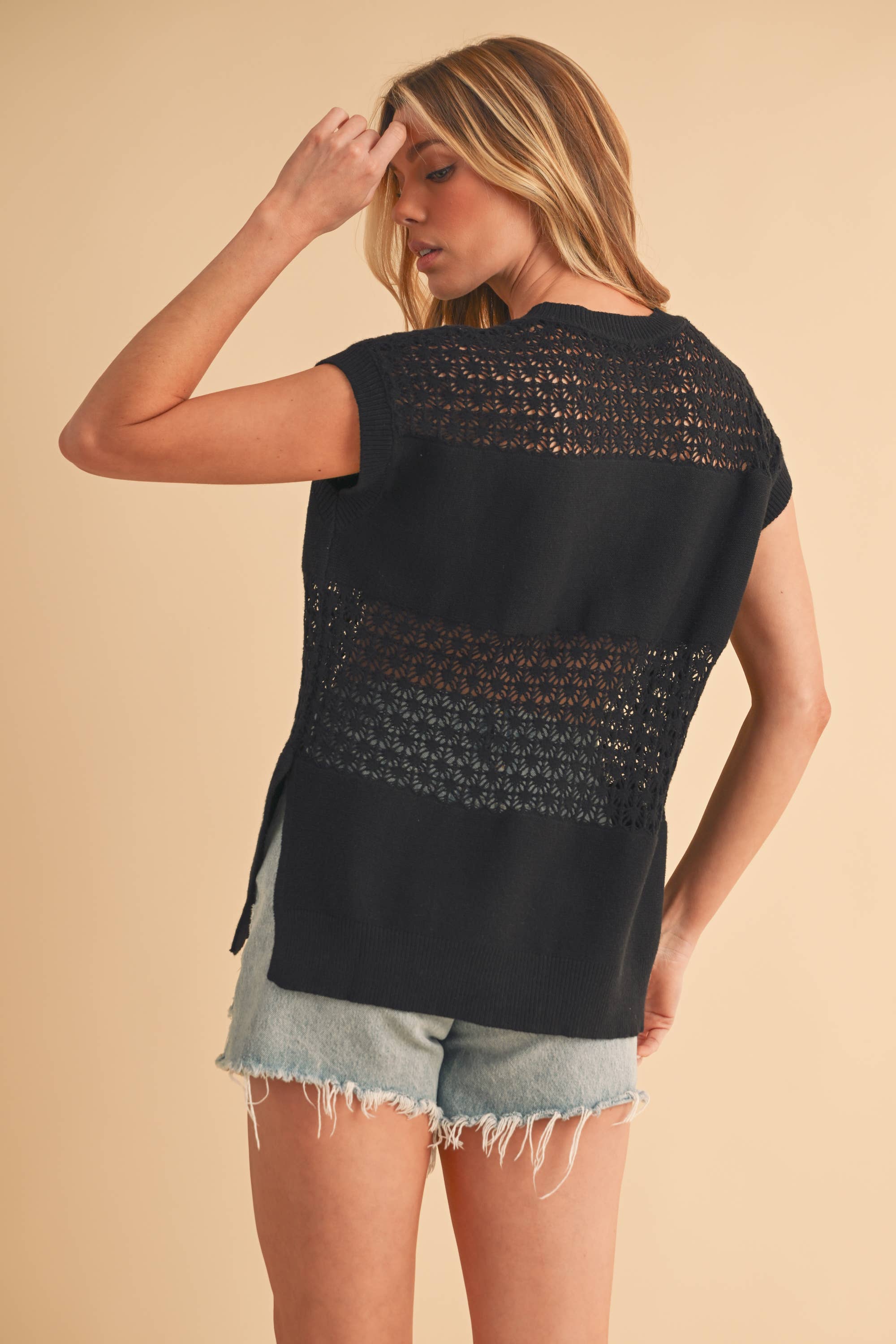 AEMI + CO – wholesale Stickad topp - Dam – 3231FN Ameena Öppen Stickad Meshlinne 18