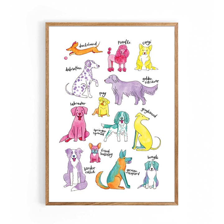 Colourful Dogs A4 Print for wholesale by Nova & Me