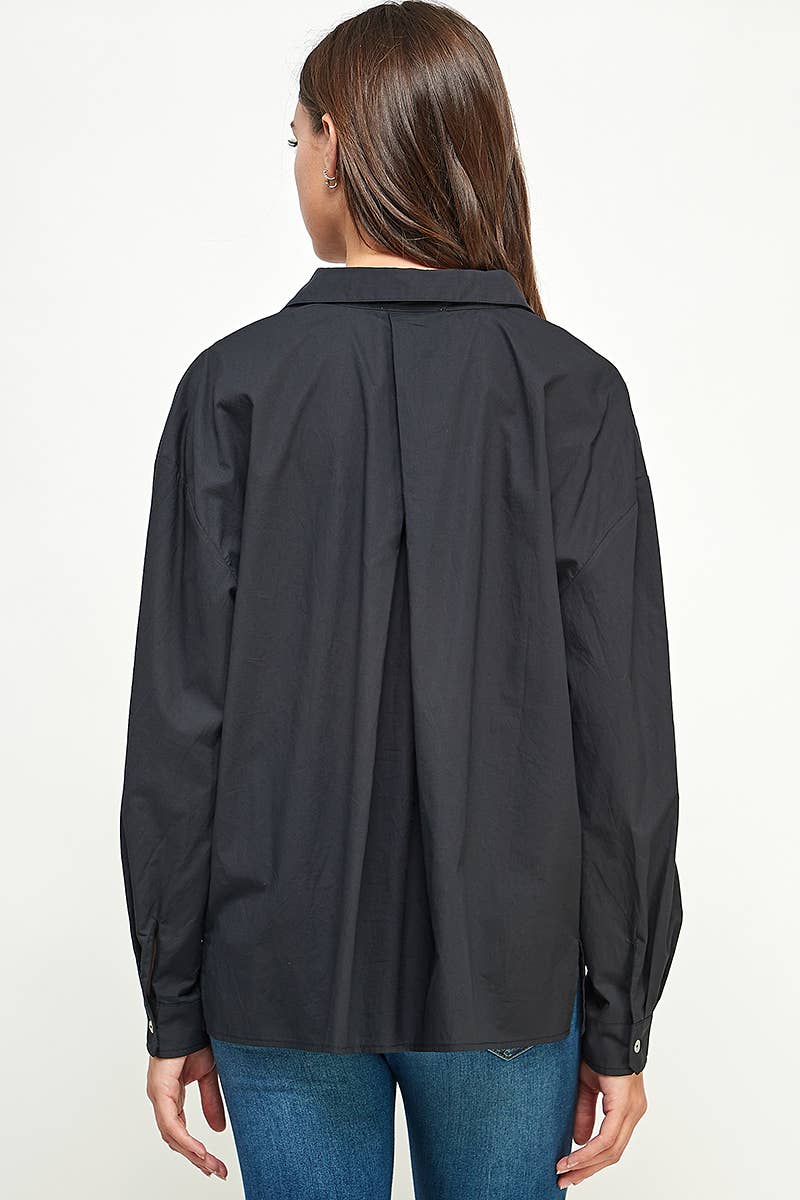 FUN2FUN - Wholesale Button Down Shirt - Women's - POPLIN COTTON BUTTON DOWN POCKET SHIRT19