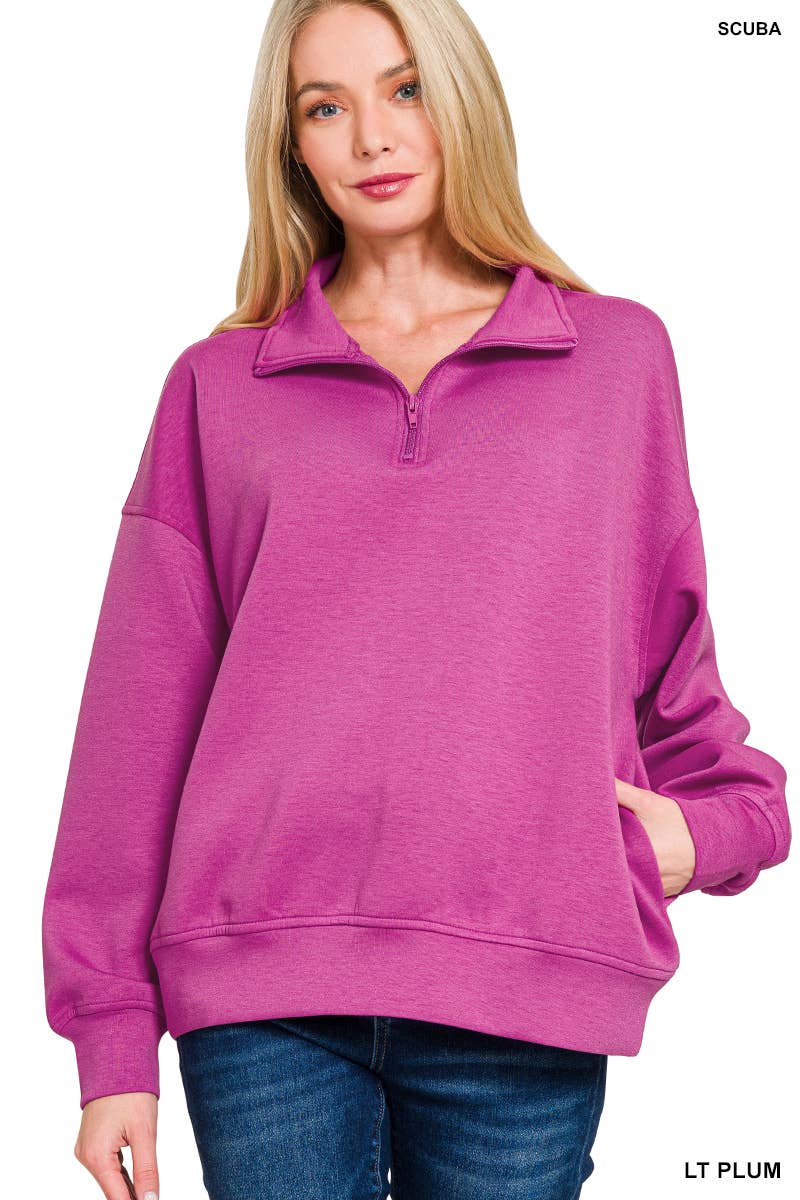 42POPS – wholesale Sweatshirt - Dam – , 0925 Scuba Half Zip Pullover med fickor SI-270414