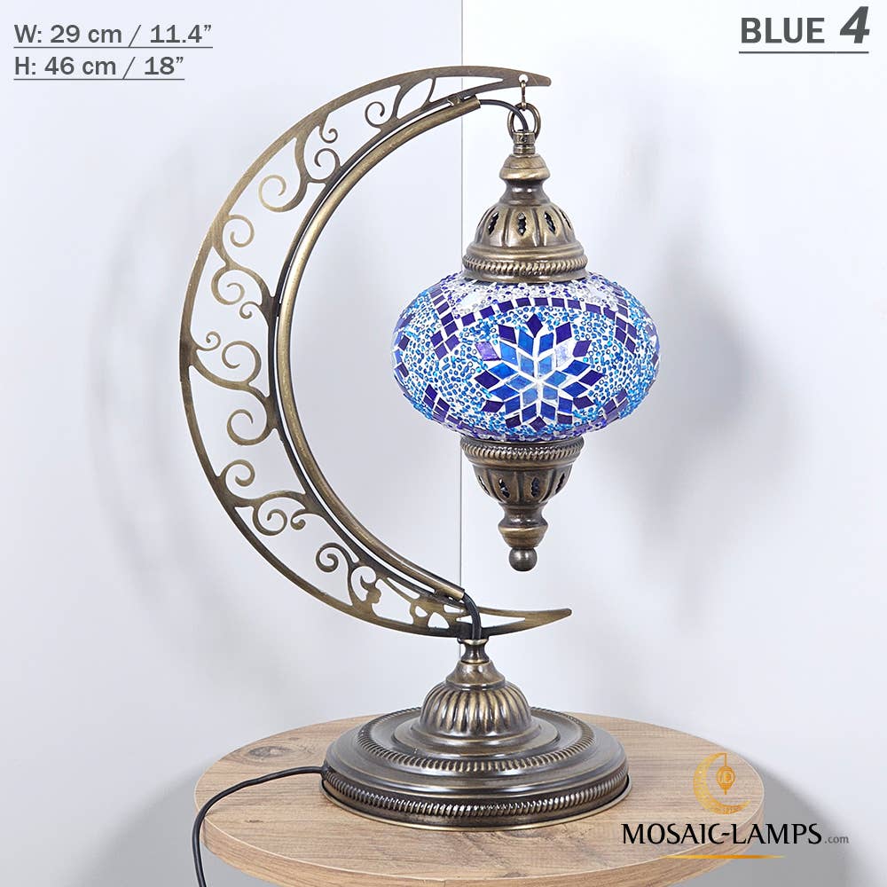 Mosaic Lamps - Wholesale Accent/Desk Lamp - 10+ Colors - Moroccan Moon Table Lamp, Arc, Murano Crescent7