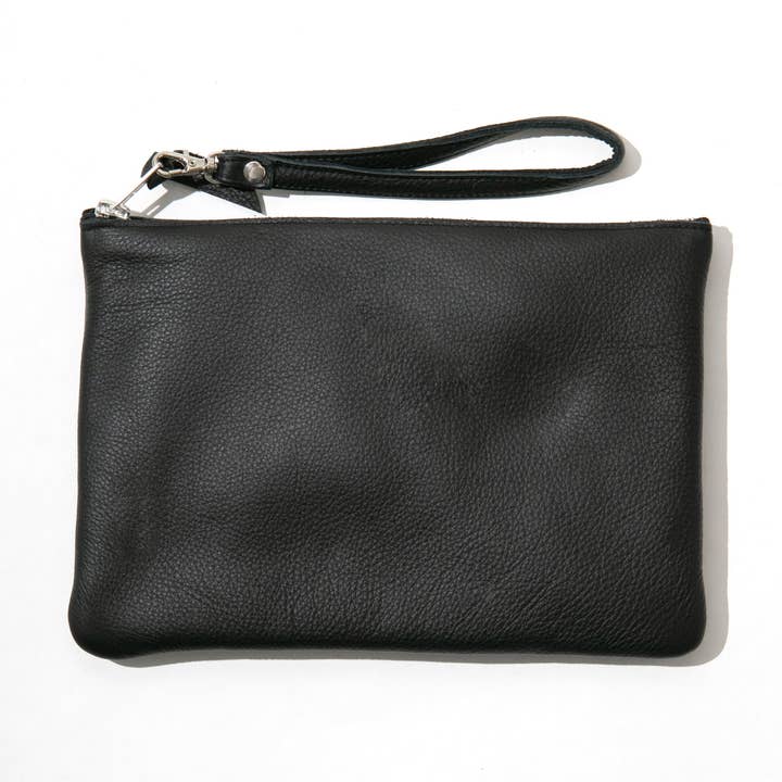 Pochette en cuir noir pour la vente par Suede&Co