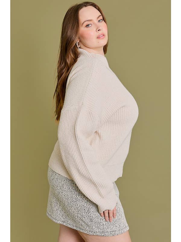 GILLI - Wholesale Knit Sweater - Women's - Plus Mock Neck Cocoon Sleeve Sweater