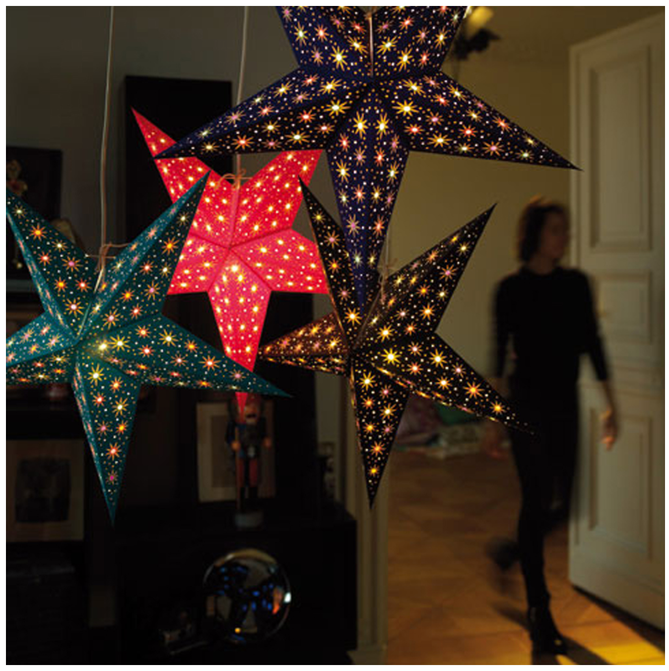 Artecnica - Vente Lanterne/lampe en papier - Starlet Midnight Blue, fabriqué à la main, respectueux de l'environnement, Starlightz3