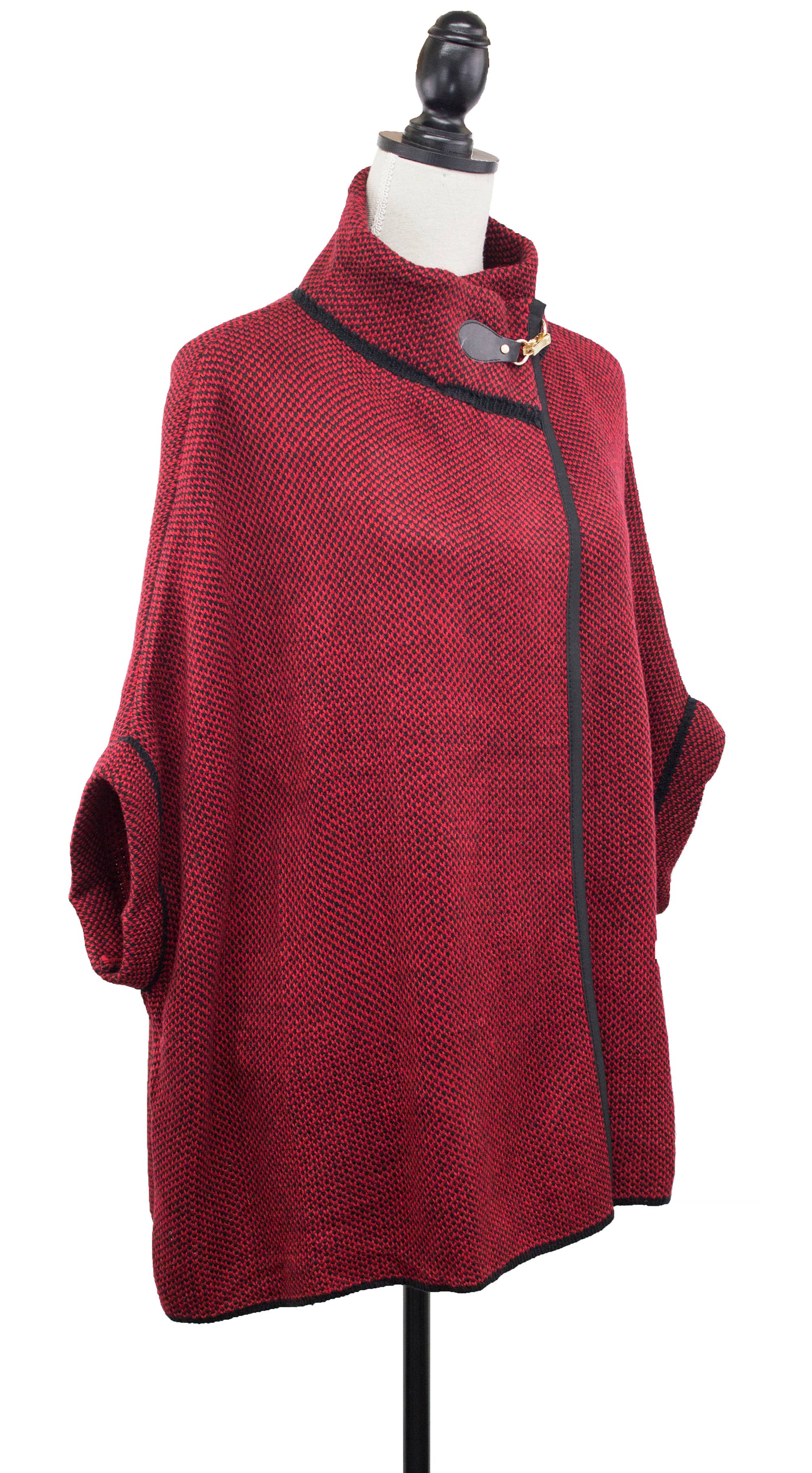 Fennco Styles - Wholesale Poncho - Women's - Knit Buckle Poncho Cape Cardigan5