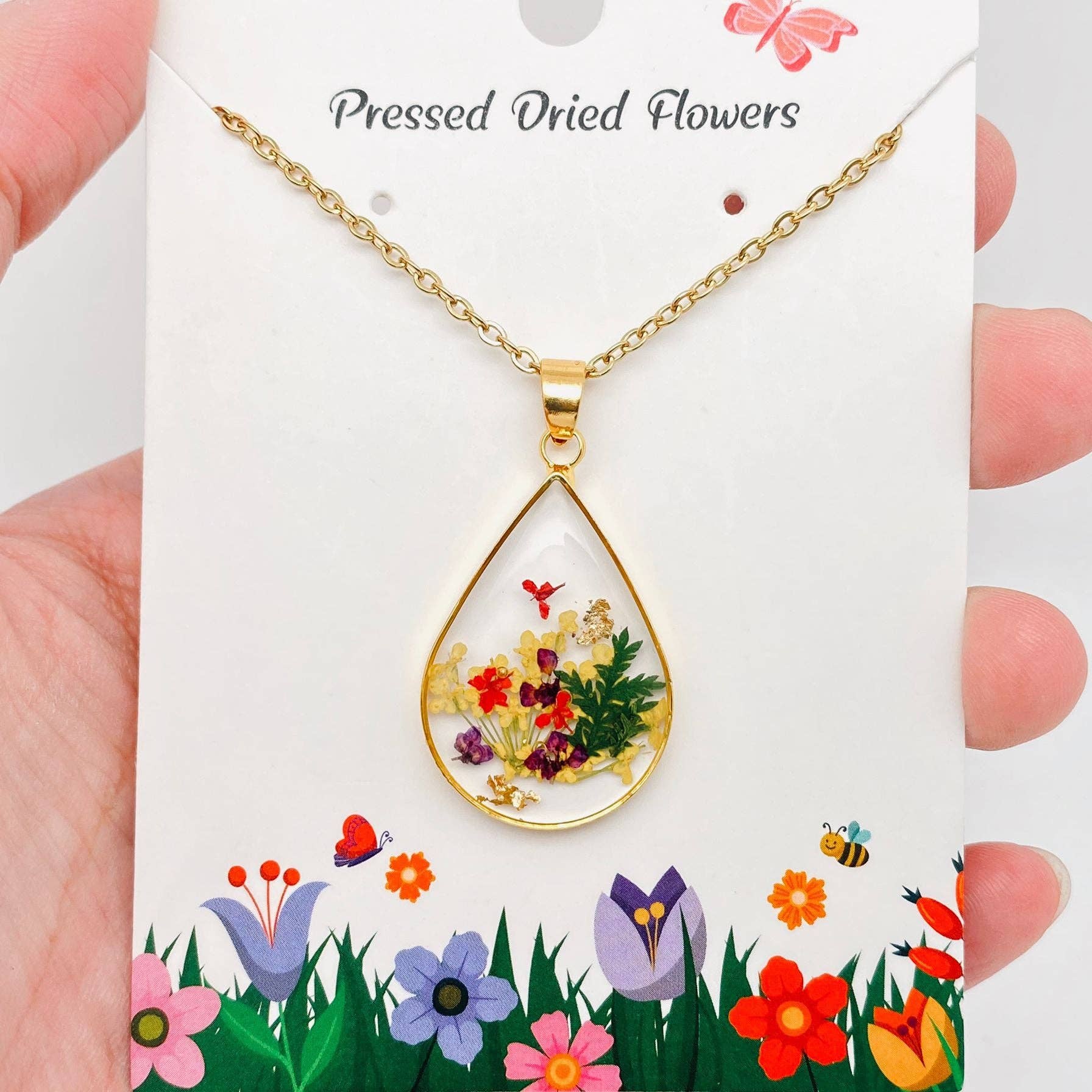 Mio Queena - Wholesale Pendant/Charm Necklace - Genuine Pressed Dried Flower Floral Charm Necklace - PDF11