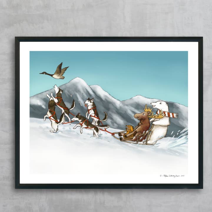 Canadian Dog Sled Team Fine Art Print for wholesale by True North Creations