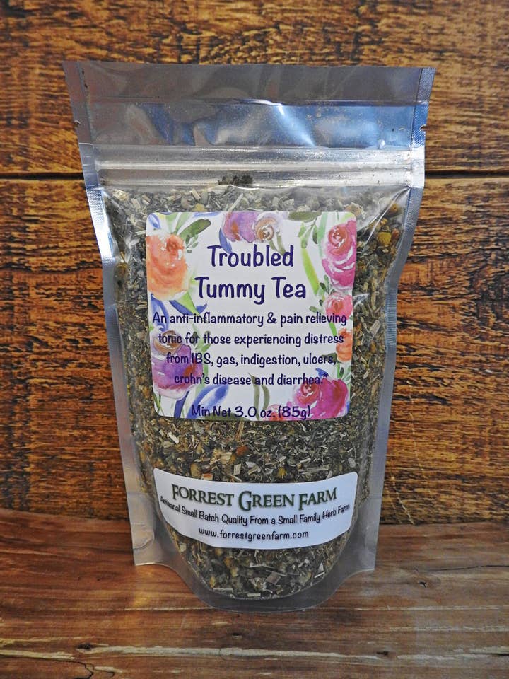 Troubled Tummy Tea for wholesale by Forrest Green Farm