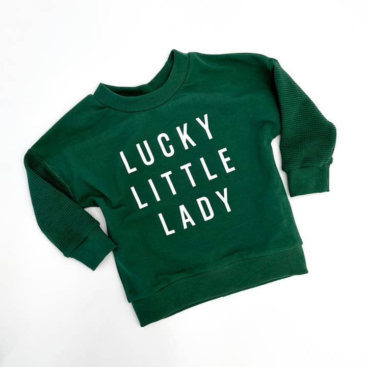 Sudadera infantil con mangas gofradas Lucky Little Lady para venta al por mayor de Merce and Company