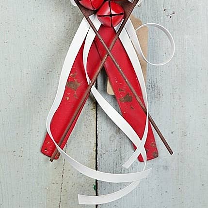 Impressive Enterprises, Inc. - Wholesale Ornament - M10812- 13inL Distressed Red Metal Ski Ornament-2