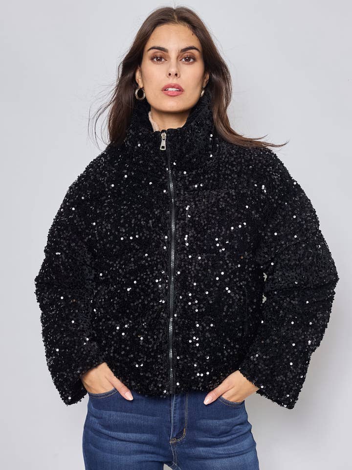 KY CREATION PARIS - Vente Doudoune – femme - Doudoune - courte à paillettes