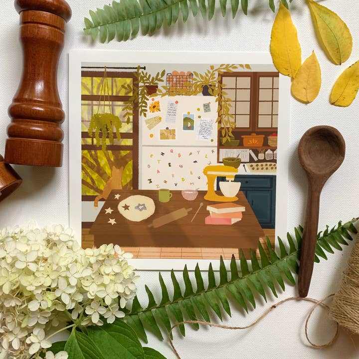 Sunday Summer Kitchen Art Print for wholesale by The Gray Burrow