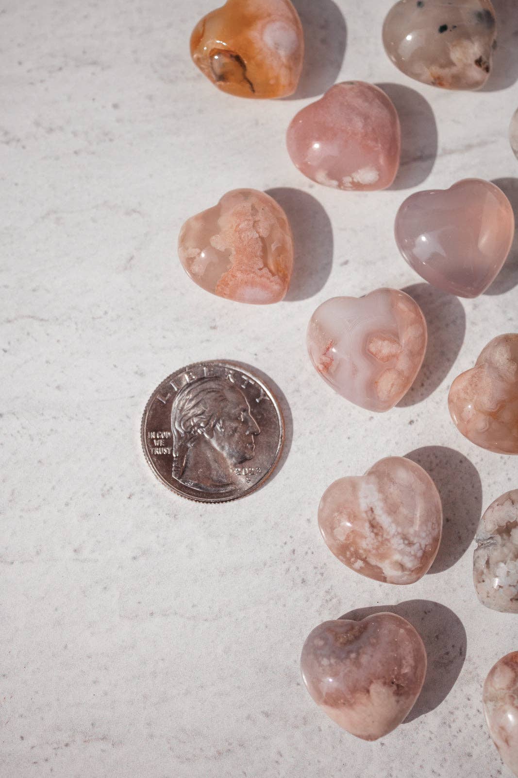 Selene Stone - Wholesale Spiritual Stone/Crystal - Flower Agate Extra Small Heart2