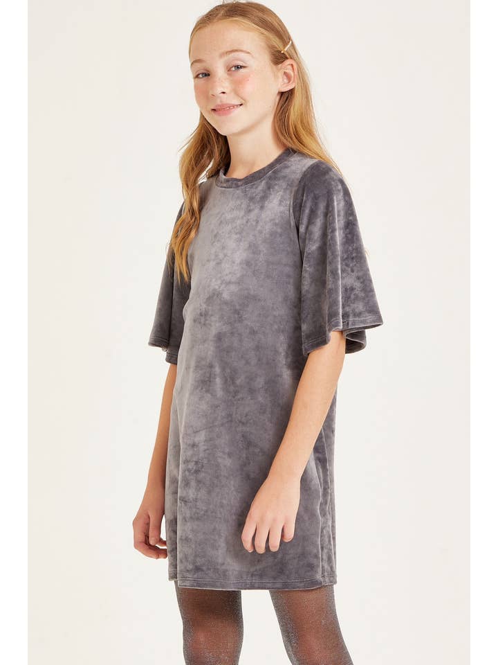 Good Girl - Wholesale Jurk - Kinderen - A-lijn fluwelen jurk met klokmouwen2