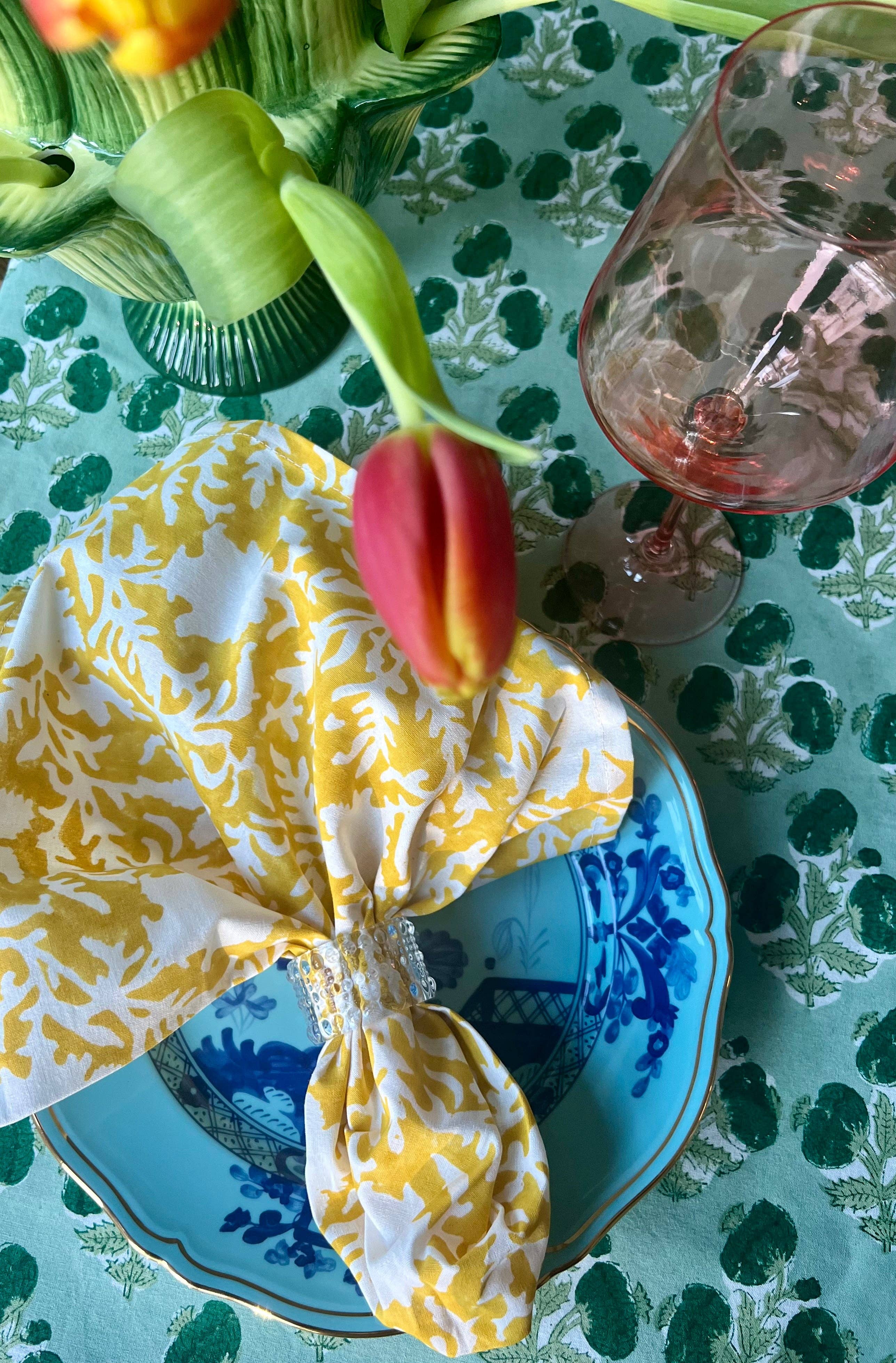 Christina Dickson Home - Wholesale Tablecloth - Poms Tablecloth in Emerald Green5