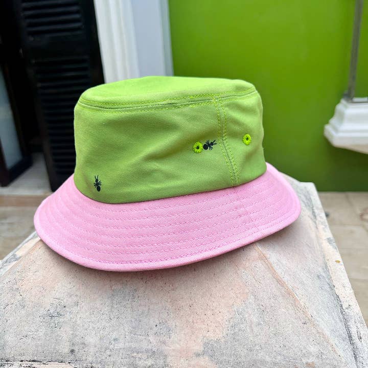 Natali Koromoto - Vente Bob – femme - Bonnet « Ants on Your Hat » ▲Vert▼ Rose4
