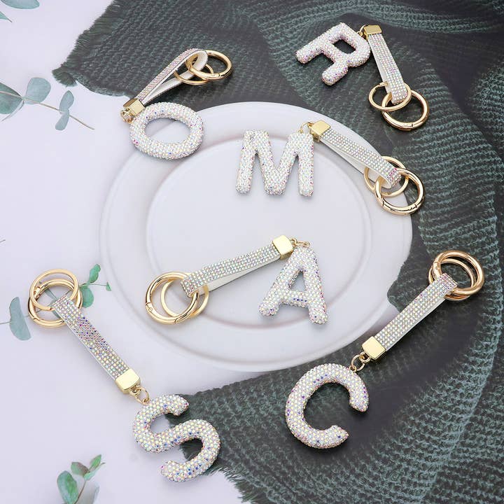 Wona Trading, Inc. - Wholesale Keychain - Women's - Bling Studded Monogram Initial Keychain