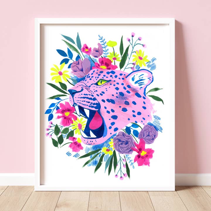 Stampa floreale leopardata ruggente per la vendita all'ingrosso da parte di Joanna Clay Design