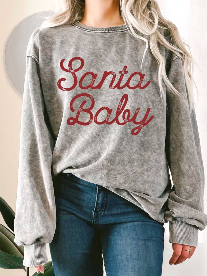 SANTA BABY MINERAL GRAPHIC TERRY SWEATSHIRTS for wholesale by Rustee Clothing