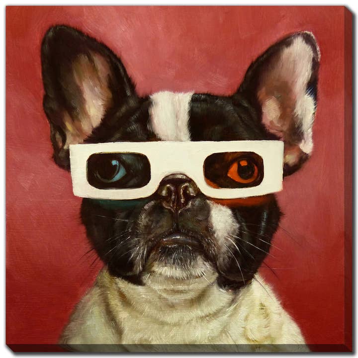 Art mural sur toile 30x30 avec impression de chien en 3D pour la vente par Streamline Art