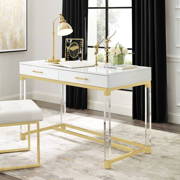 Casandra Writing Desk - Clear Acrylic Legs for wholesale by Inspired home