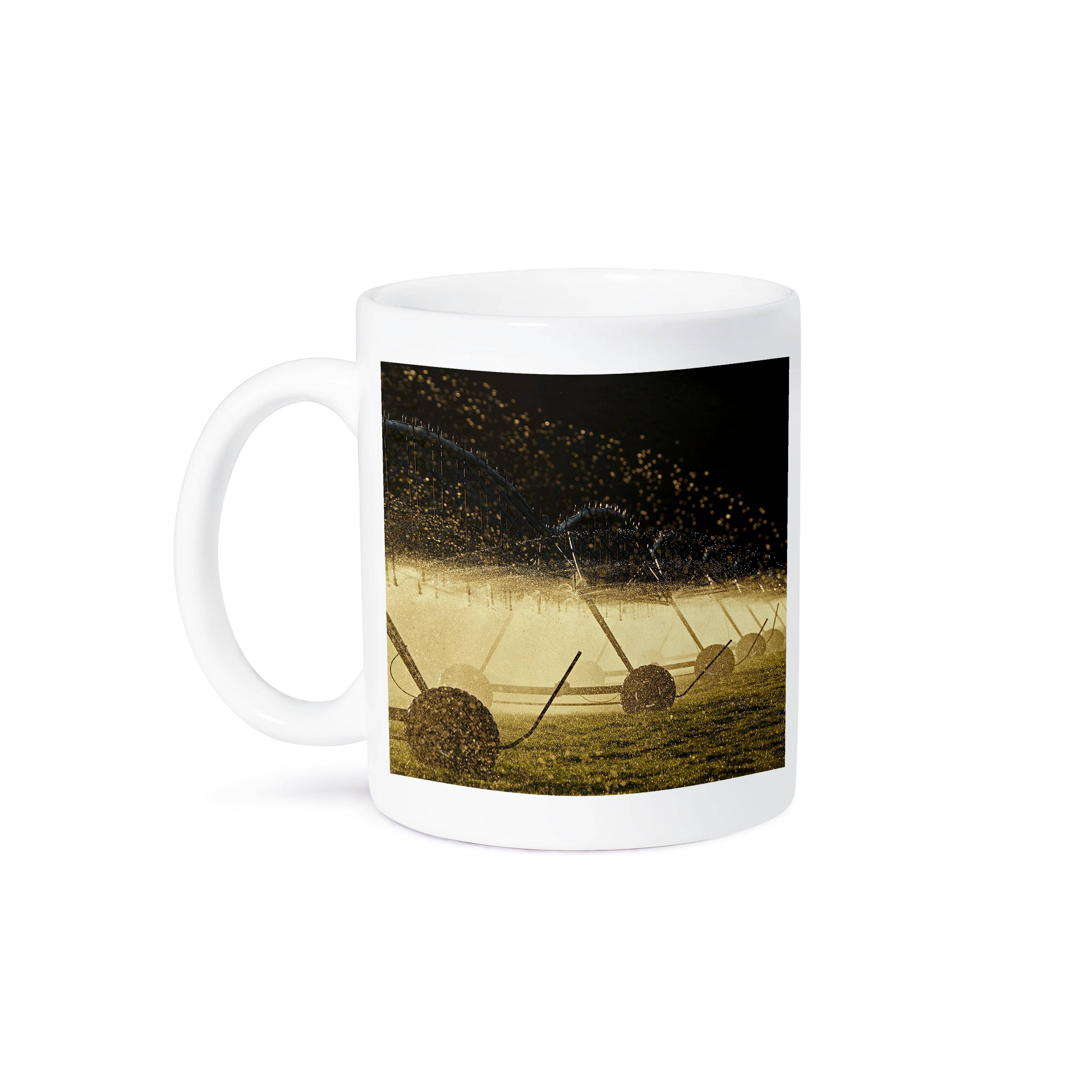 3dRose - Wholesale Coffee Mug - 3dRose, Irrigation equipment spraying water. Backlit., Mug8