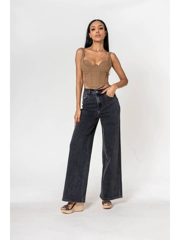 Nina Carter - Vente Jean – femme - Nina Carter super WIDE LEG taille haute stretch YY3001