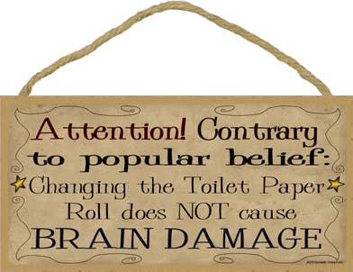 SJT Enterprises, Inc. - Vendita all'ingrosso Cartelli - Cambia il rotolo di carta igienica (stelle) 12,7 x 25,4 cm, targa in legno, cartello0