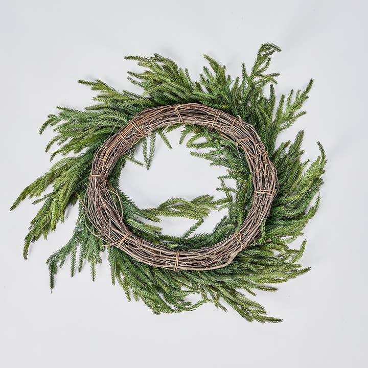 Afloral - Wholesale Wreath - Afloral™ Real Touch Norfolk Pine Wreath - 24"2