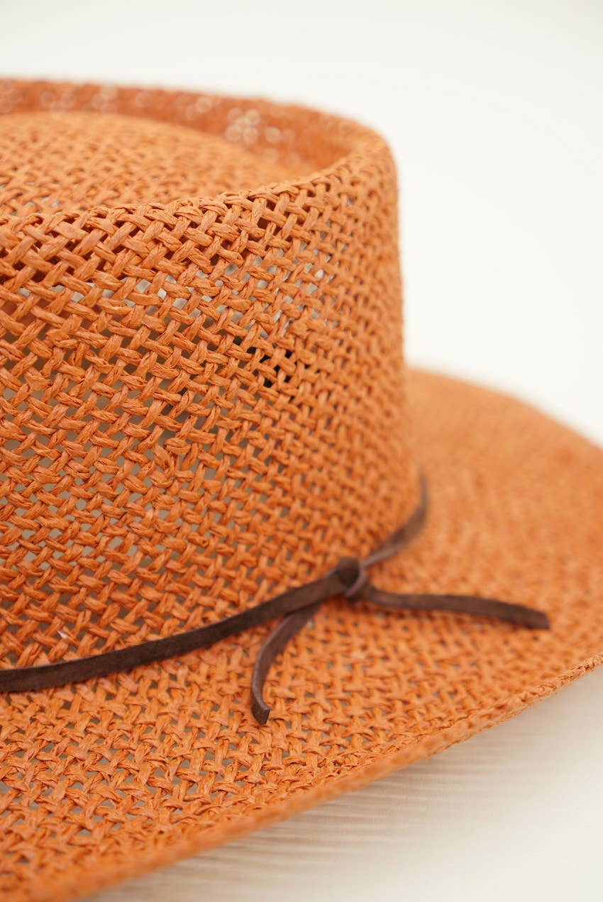Olive & Pique - Wholesale Straw Hat - Women's - Open Weaved Gambler Hat with 100% Genuine Leather Band6