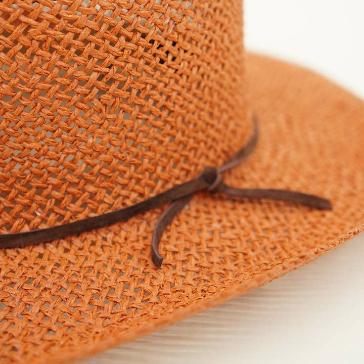 Olive & Pique - Wholesale Straw Hat - Women's - Open Weaved Gambler Hat with 100% Genuine Leather Band6