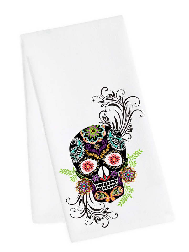 Sugar Skull Tea Towel for wholesale by M Design Studio Gifts