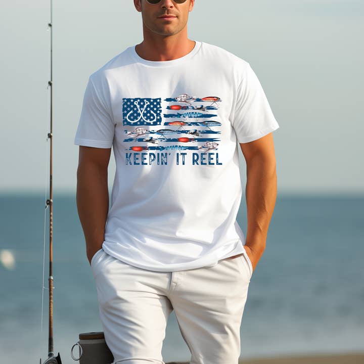 Keepin It Reel Graphic Tee | Mens | Fishing for wholesale by Gia Gifts Boutique