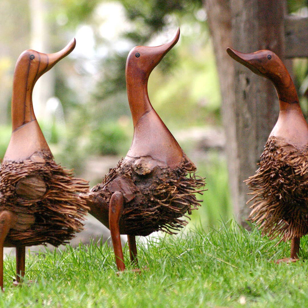 Garden Age Supply - Vente Sculpture - Décoration en forme de racine de bambou, canard1