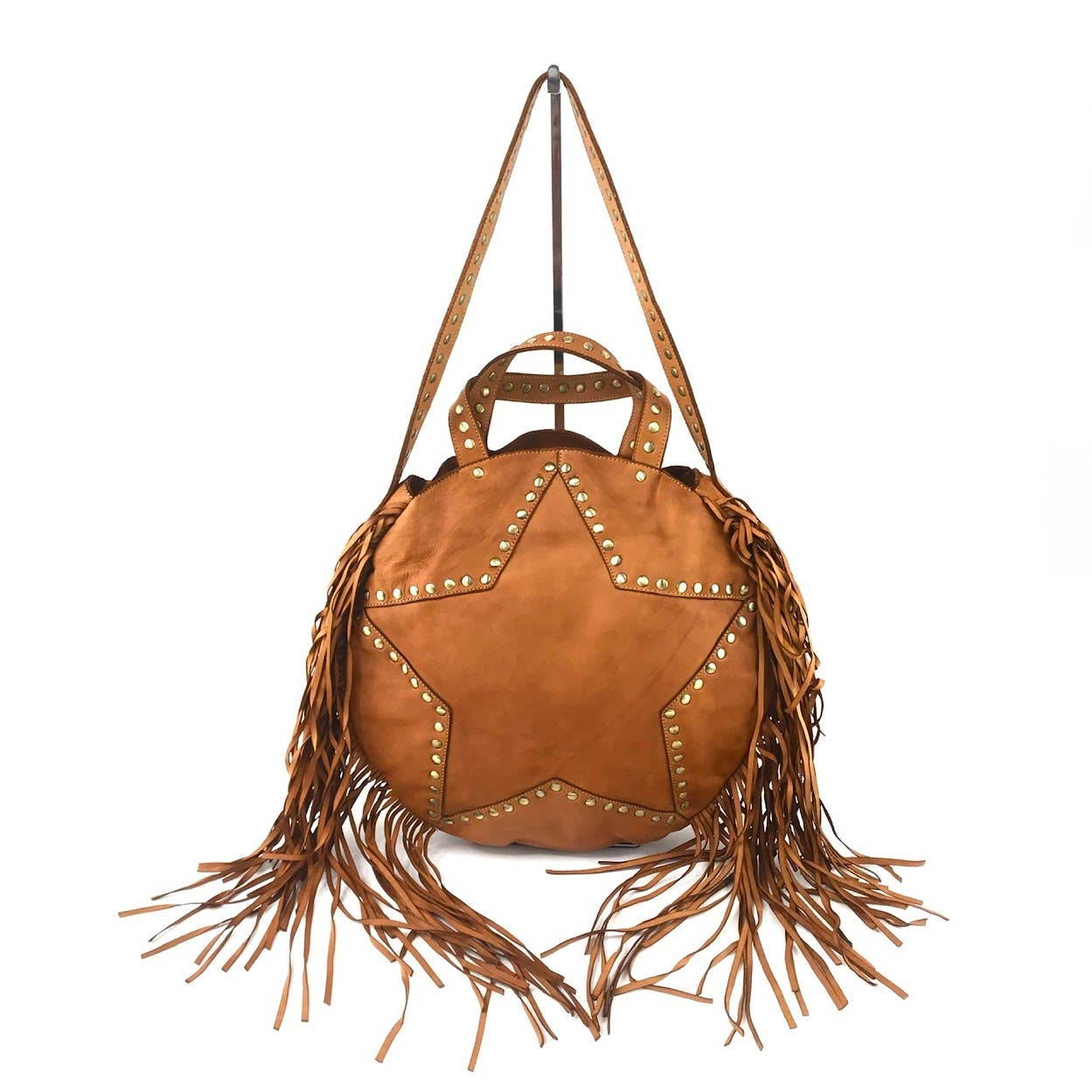 MILANO AMOUR - Wholesale Crossbody Bag - Unisex - CROSSBODY BAG MAXI STAR STUDS FRANGE VINTAGE0