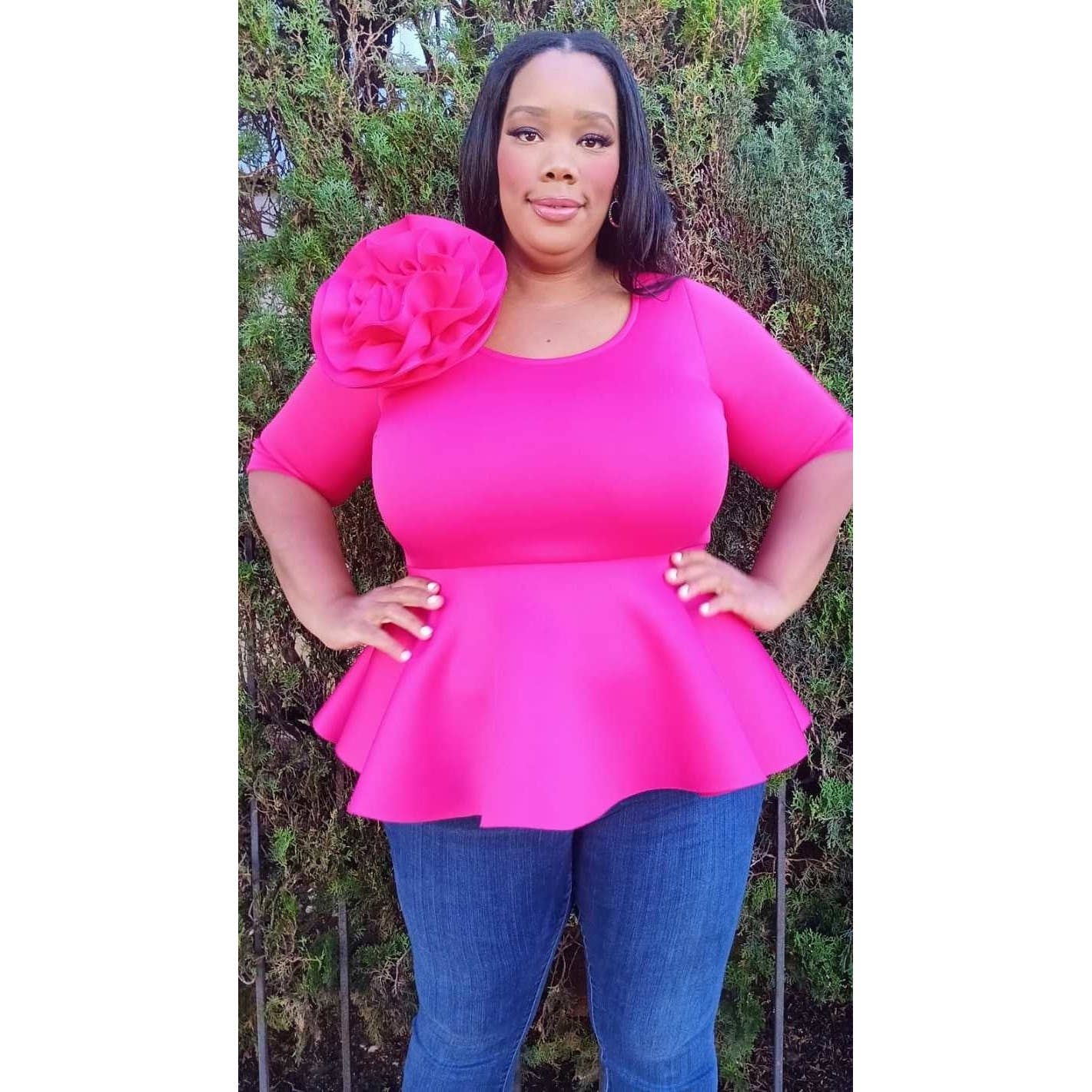 DORCAS - Wholesale Blouse - Women's - REGULAR SIZE SUPER TECHNO FLOWER TOP0