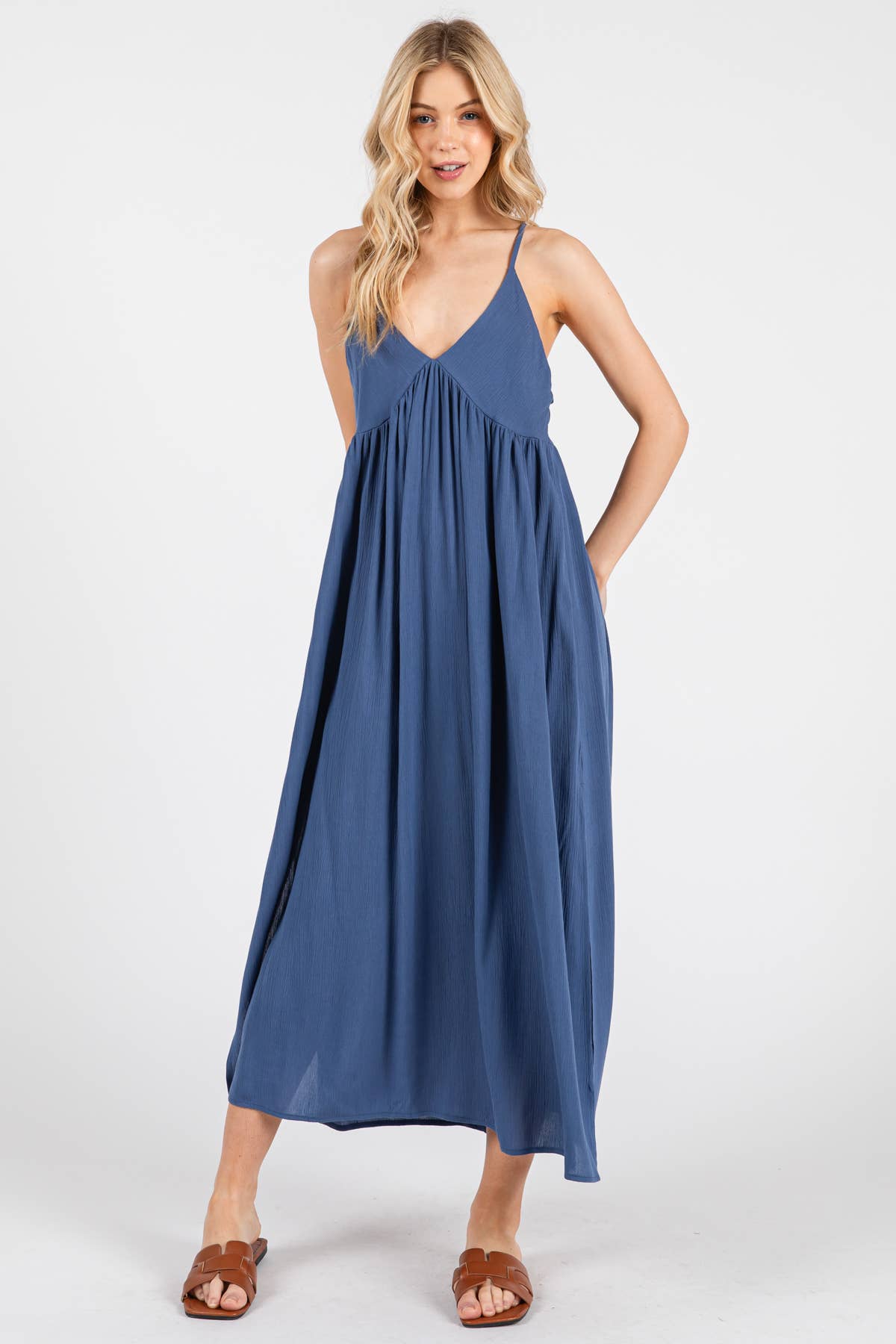 Final Touch - Venta al por mayor Vestido - Mujer - Vestido Cami de Corte Imperio con Escote en V Profundo - ND410465