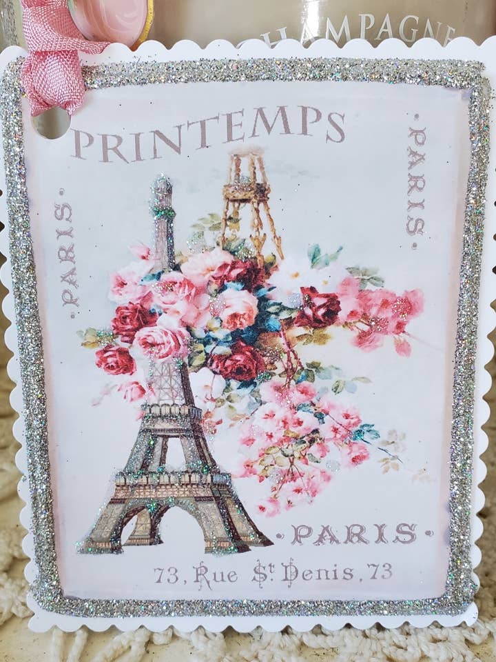 Paris Eiffel Tower Roses Printemps Gift Tag Keepsake for wholesale by Little Heart Designs