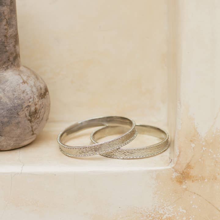 Nakila Collective - Wholesale Jewellery set - Indra Bangle set - white brass 4