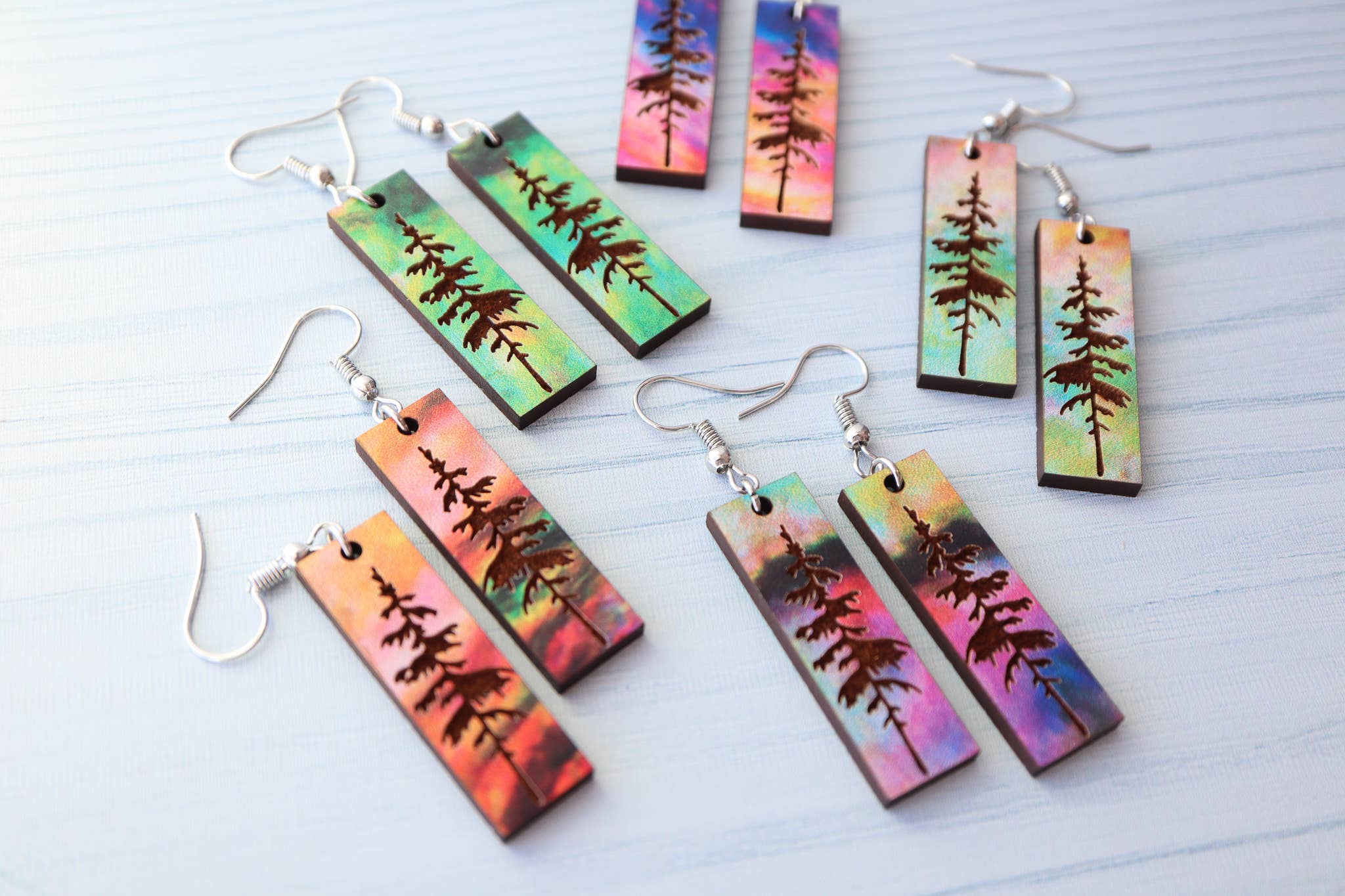 Nine Mile Creative - Wholesale Dangle Earrings - Aurora Pine Forest Wood Dangle Earrings Pendant0