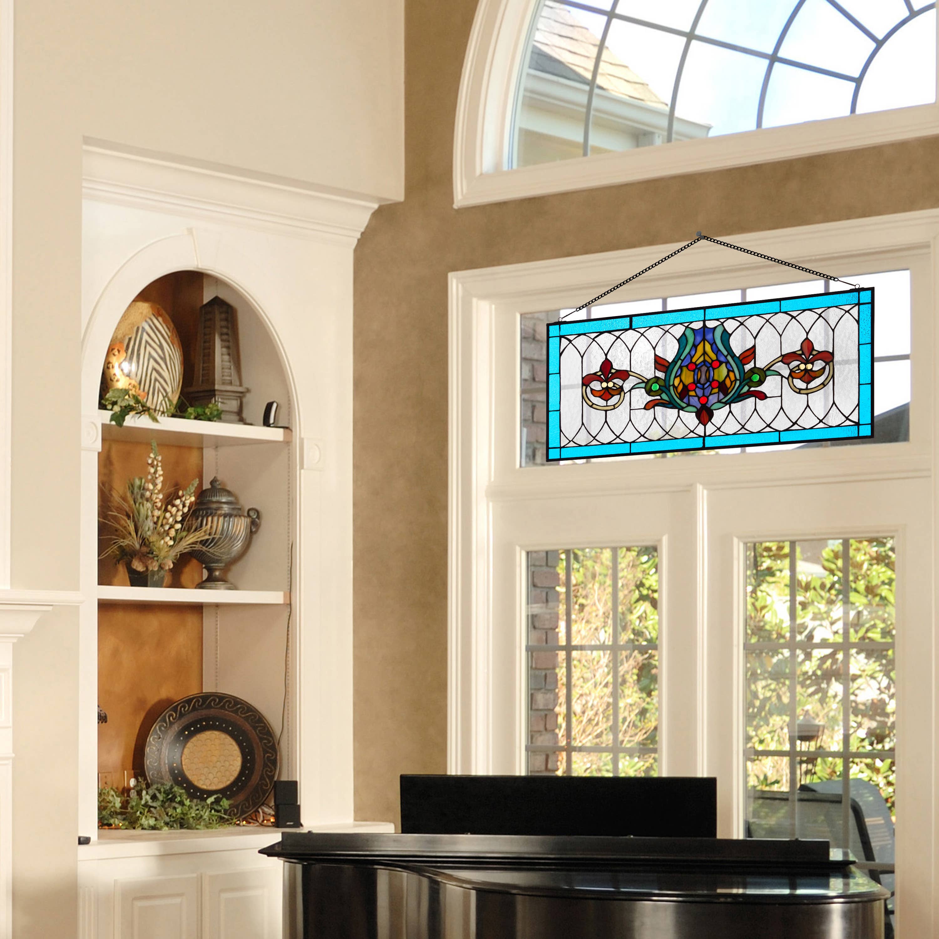 River of Goods - Wholesale Suncatcher - 30"L Fleur De Lis Victorian Stained Glass Pub Window Panel7