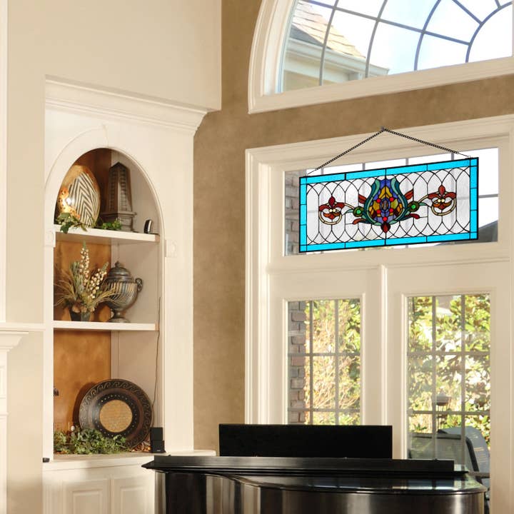 River of Goods - Wholesale Suncatcher - 30"L Fleur De Lis Victorian Stained Glass Pub Window Panel7
