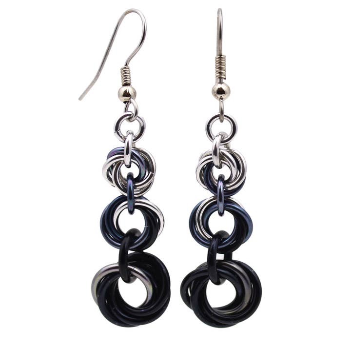 Knotted Metal Graduated Earrings - Industrial for wholesale by Rebeca Mojica Jewelry
