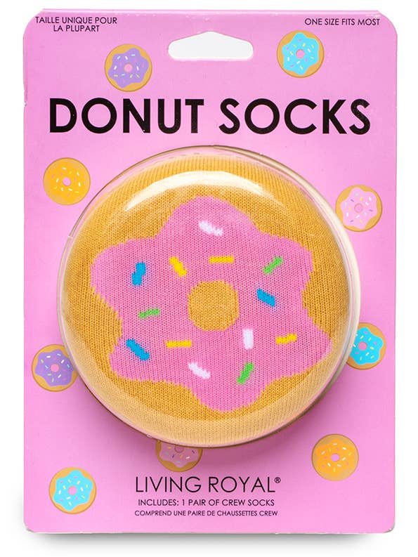 Living Royal - Wholesale Socks - Unisex - 3D Packaged Crew Socks - Donut w/ Sprinkles - Orange