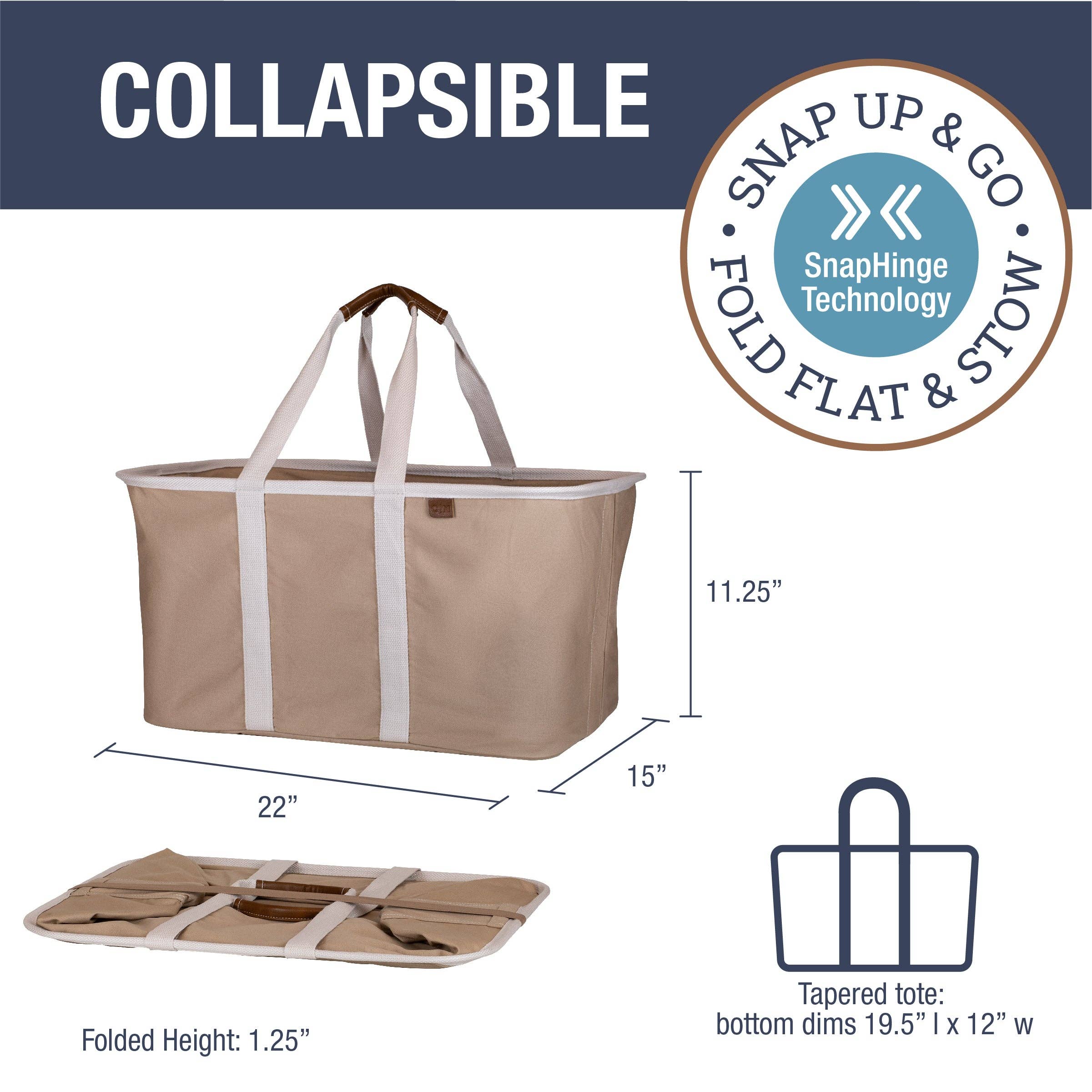 Mocha Collapsible Laundry Basket Tote LUXE (TWO SELL UNITS PER CAR for wholesale on Faire1