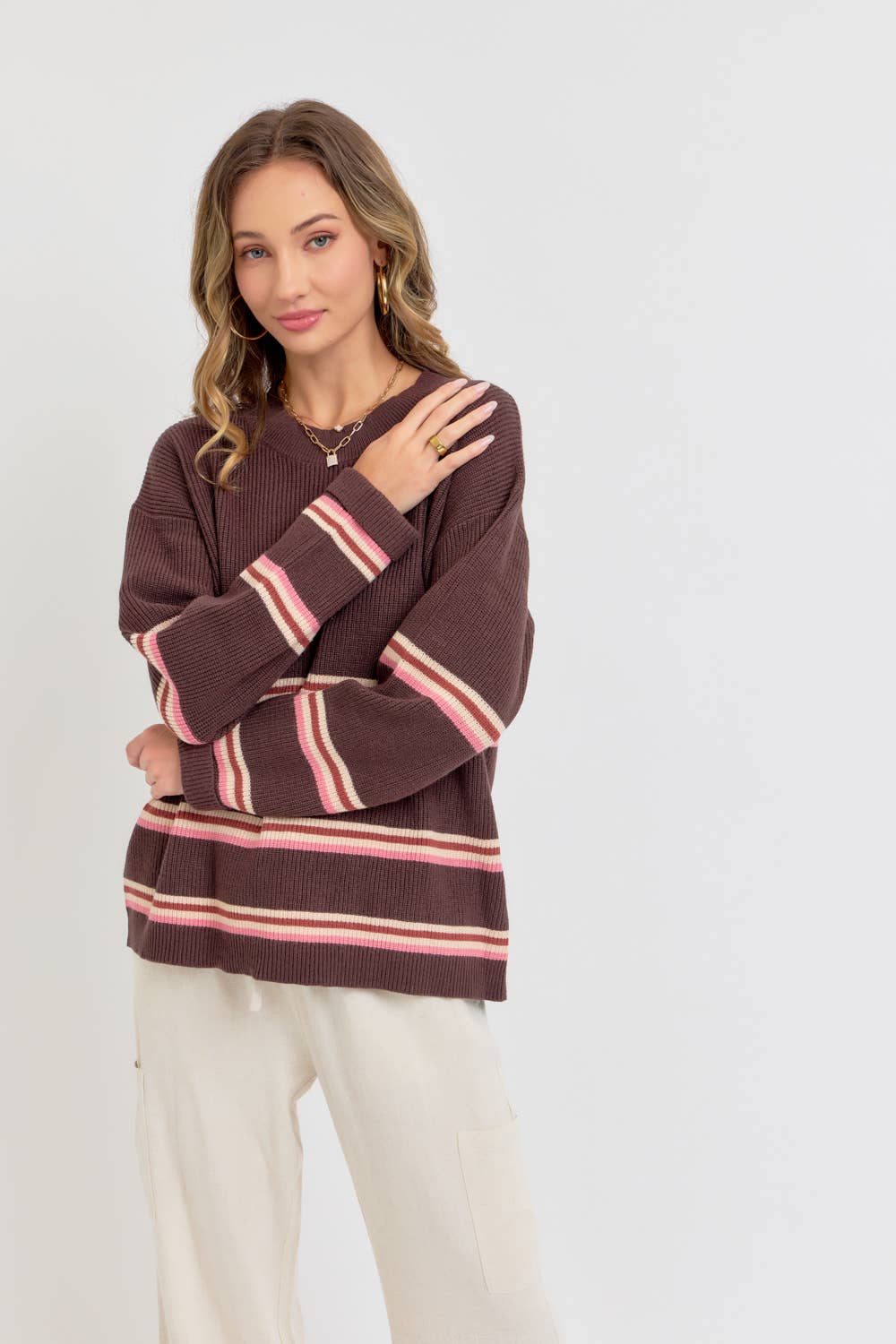 Sweet Lovely by Jen – Engroshandel Pullover - Dame – STRIBET STRIKTOP/SWEATER10