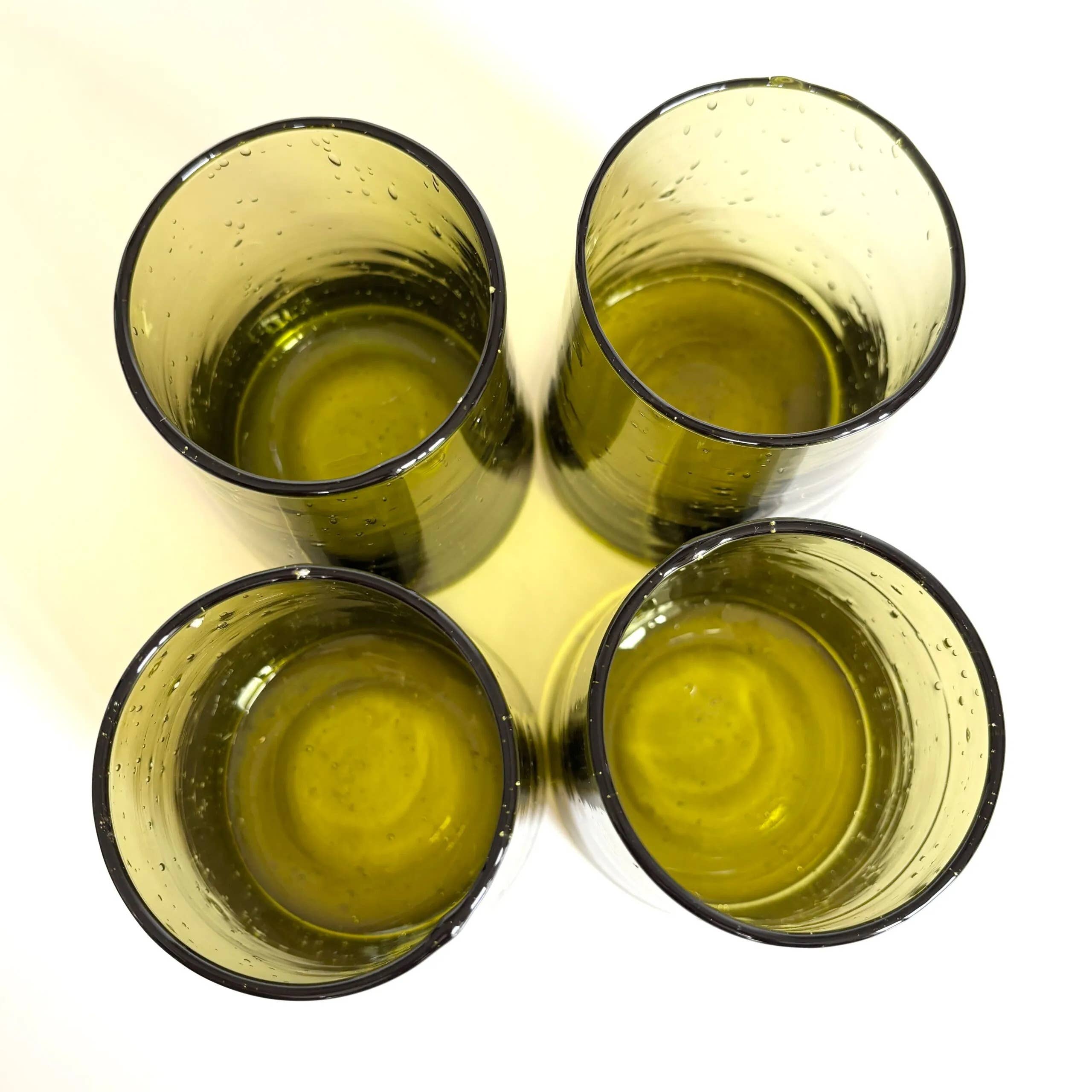 High crafty – wholesale Drinking glass/cup – 🫒 Set of 4 Olive Green Beldi Recycled Glasses – Crafts2