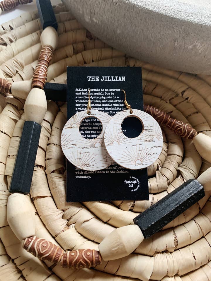 White & Tan Sunburst Nickel Free Circle Statement Earrings for wholesale by Avenue261