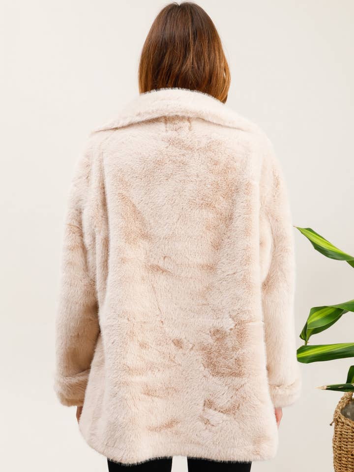 MOOYA - Vente Manteau en fourrure/fausse fourrure – femme - Manteau fausse fourrure double boutonnage - DD0025