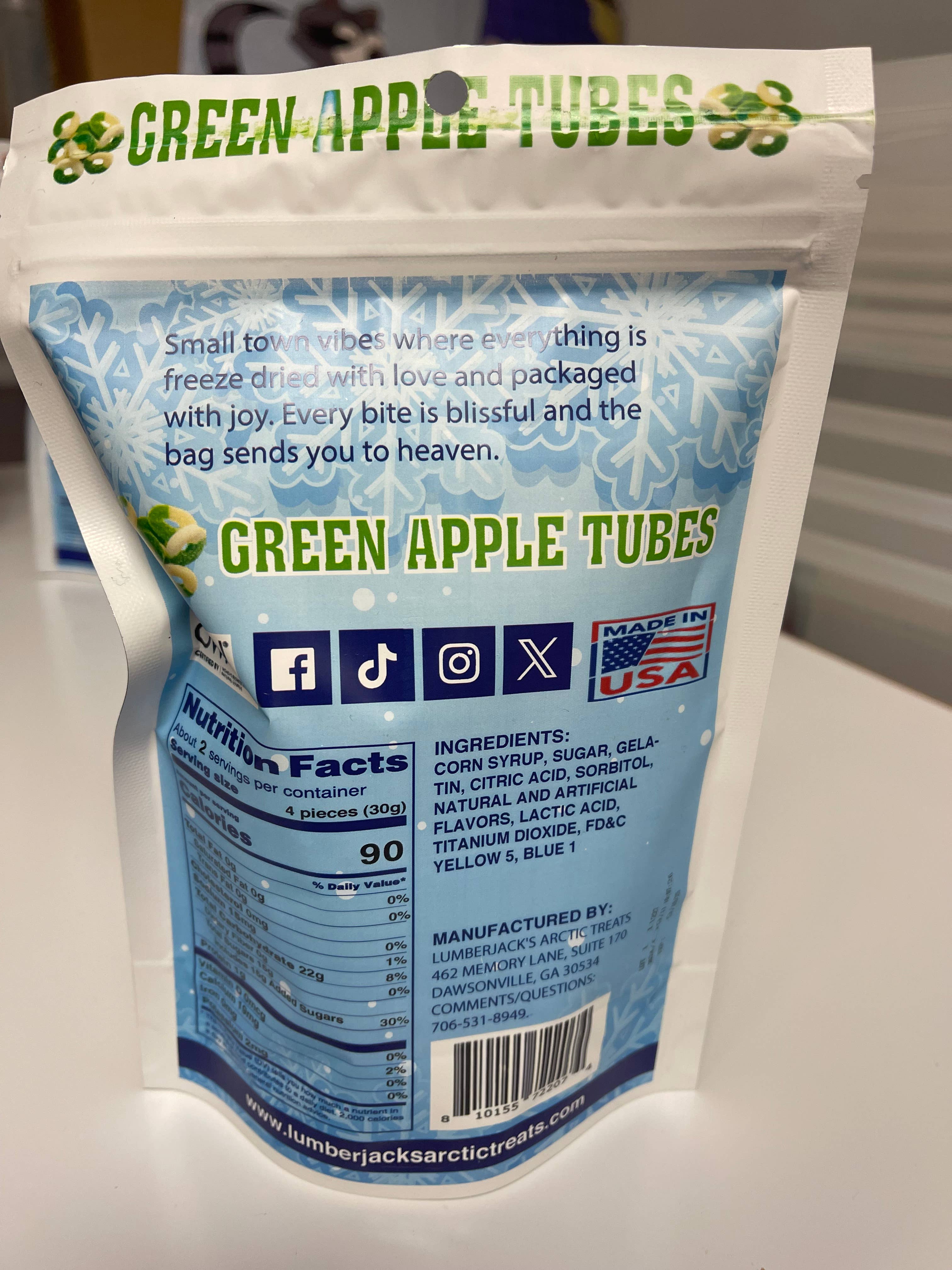 Lumberjack's Arctic Treats - Wholesale Hard Candy - Green Apple Tubes 2.6oz1